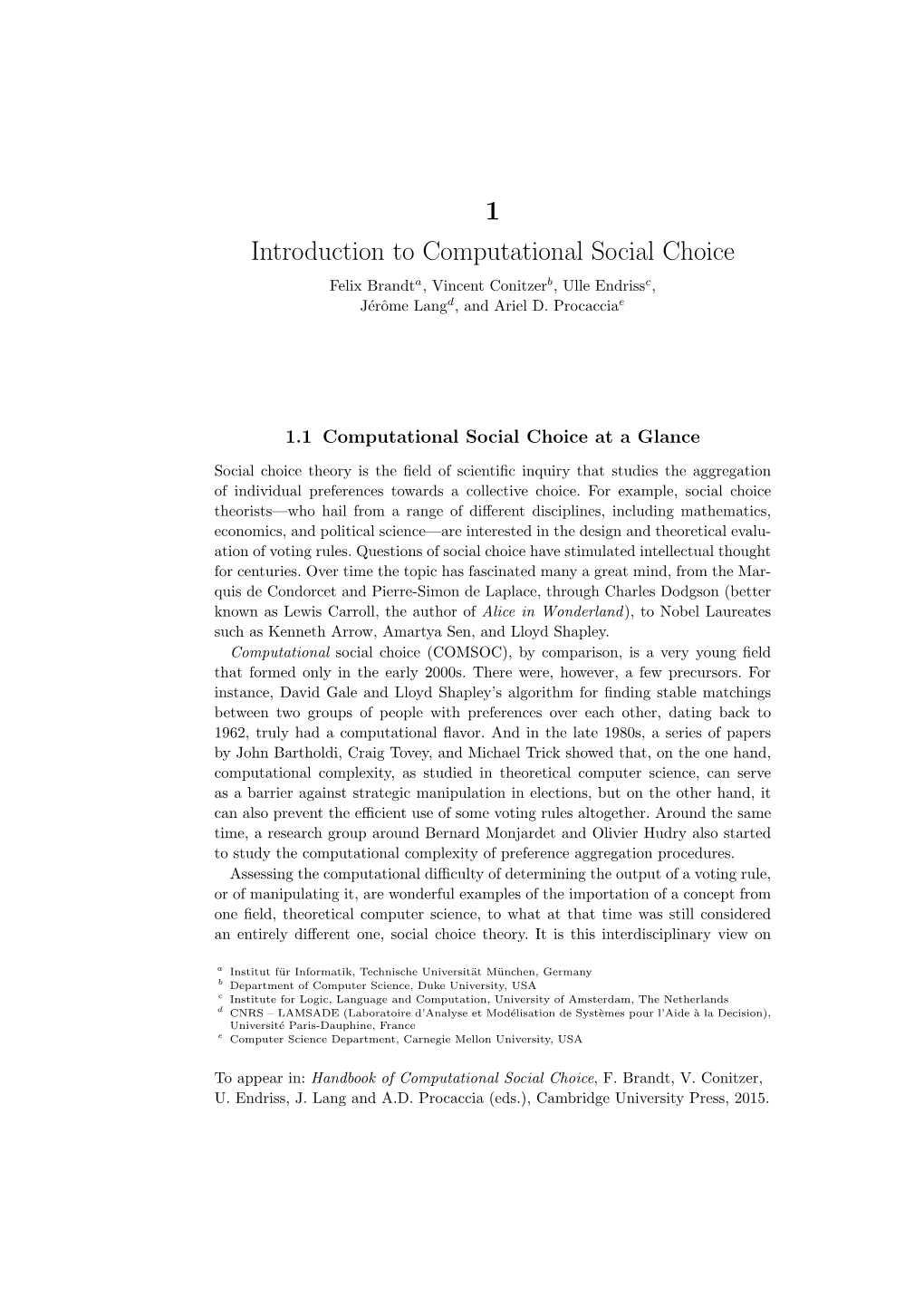 Introduction to Computational Social Choice