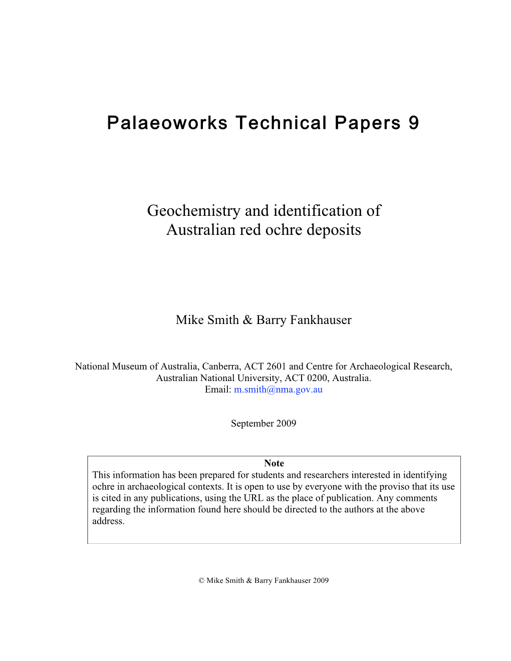 Palaeoworks Technical Papers 9