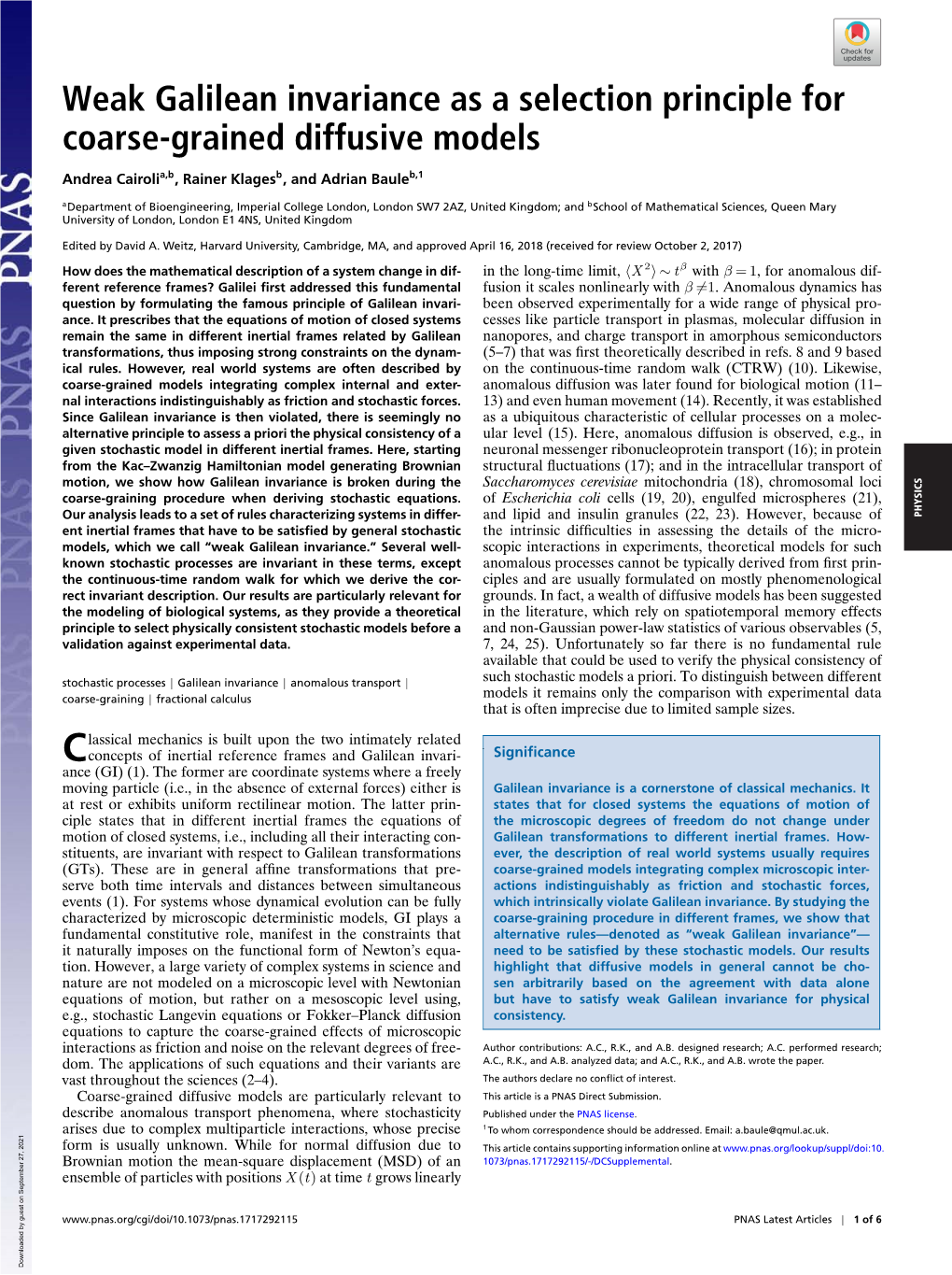 Weak Galilean Invariance As a Selection Principle for Coarse