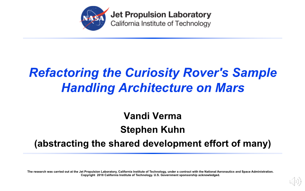 Refactoring the Curiosity Rover's Sample Handling Architecture on Mars