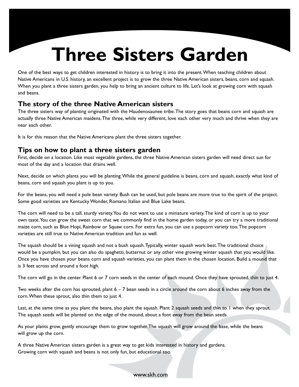 Three Sisters Garden One of the Best Ways to Get Children Interested in History Is to Bring It Into the Present