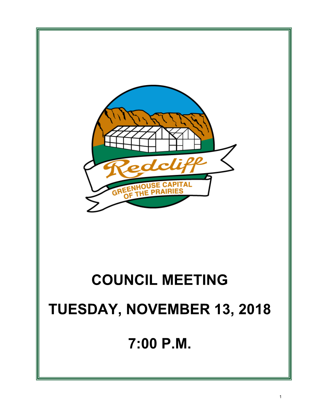 Council Meeting Tuesday, November 13, 2018 7:00 P.M