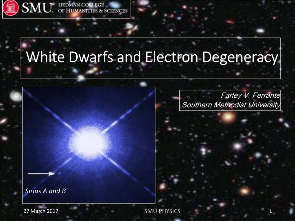 White Dwarfs and Electron Degeneracy