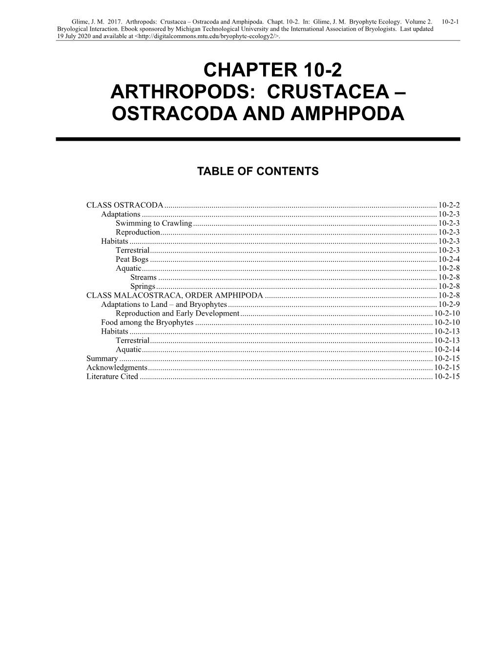 Volume 2, Chapter 10-2: Arthropods: Crustacea