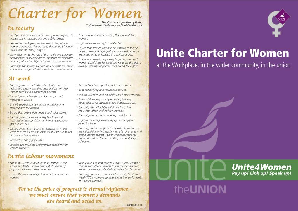 Charter for Women • End Women Pensioner Poverty by Paying Men and the Unequal Relationships Between Men and Women