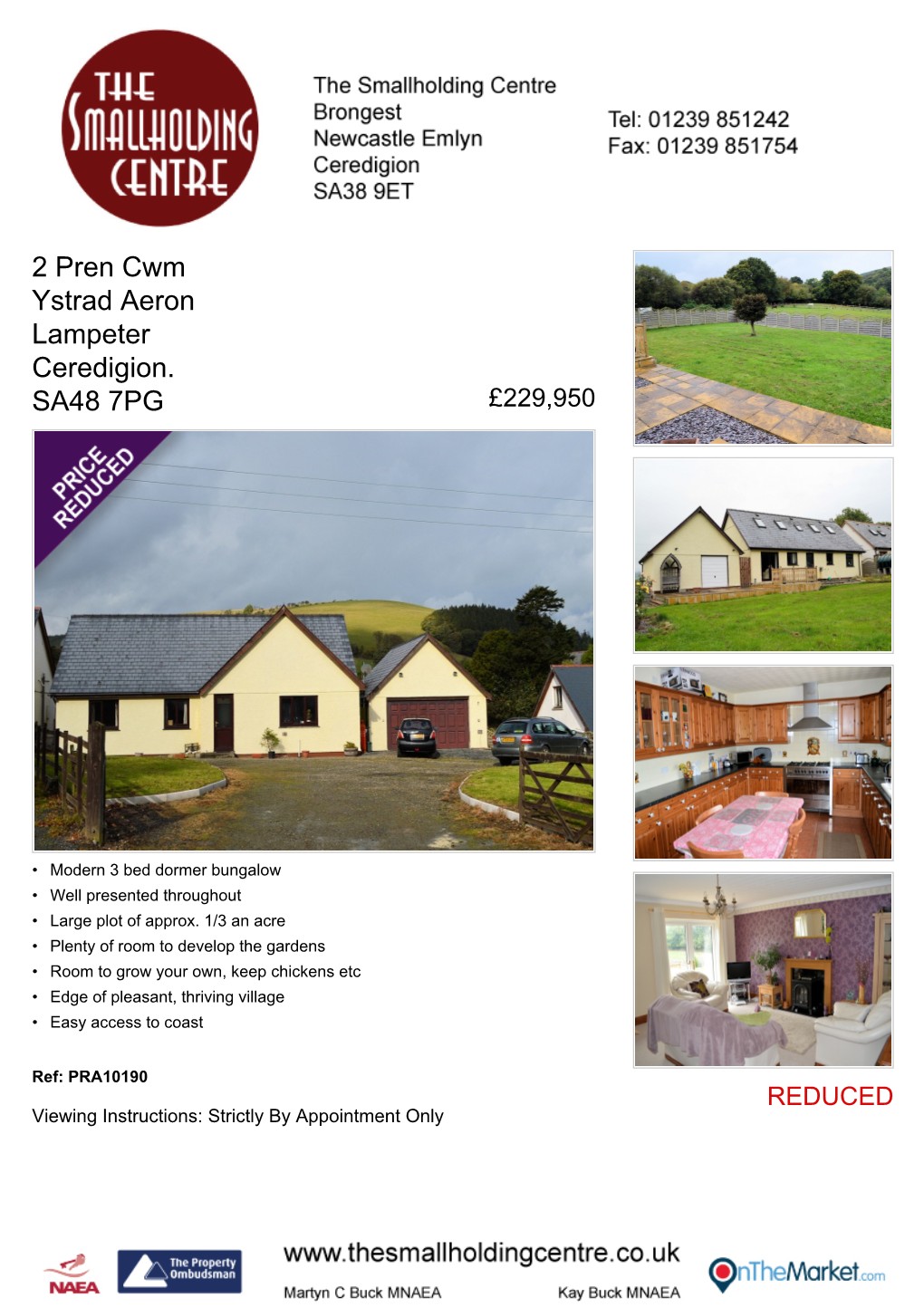 2 Pren Cwm Ystrad Aeron Lampeter Ceredigion. SA48 7PG £229,950