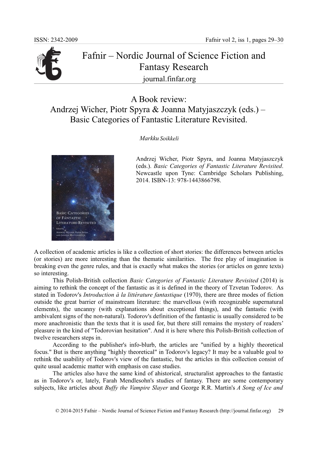 Fafnir – Nordic Journal of Science Fiction and Fantasy Research Journal.Finfar.Org