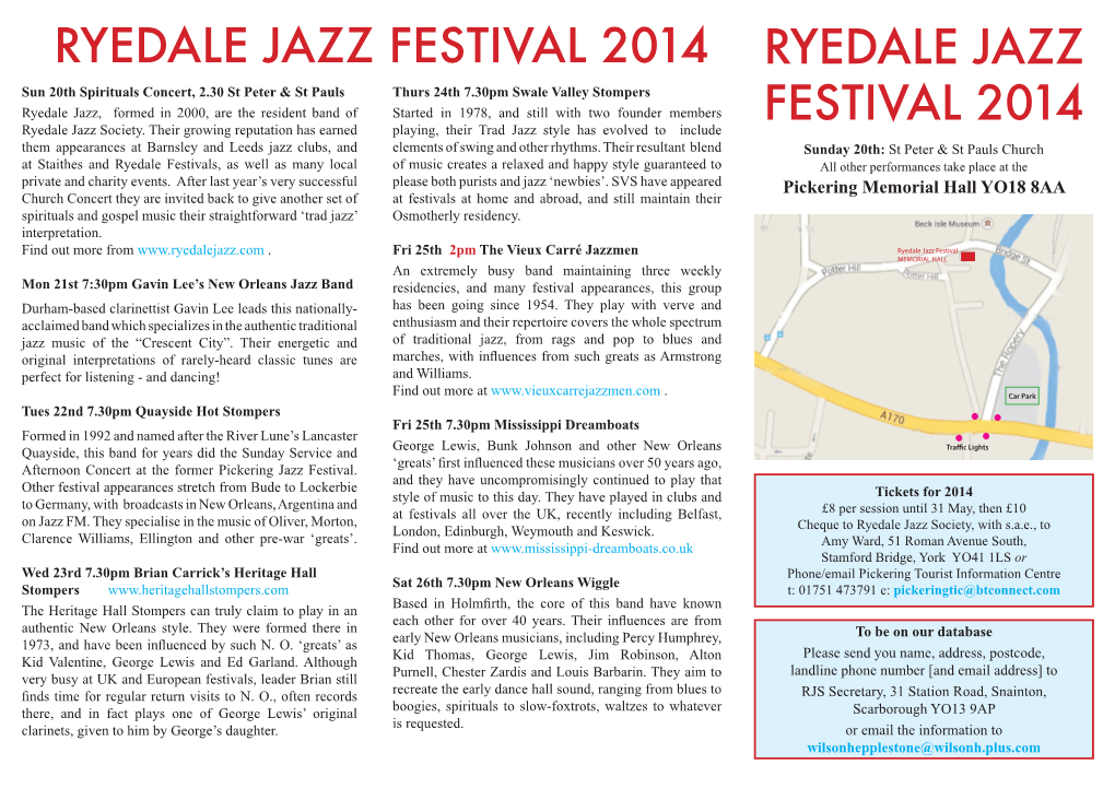 Ryedale Jazz Festival 2014 Ryedale Jazz Festival 2014