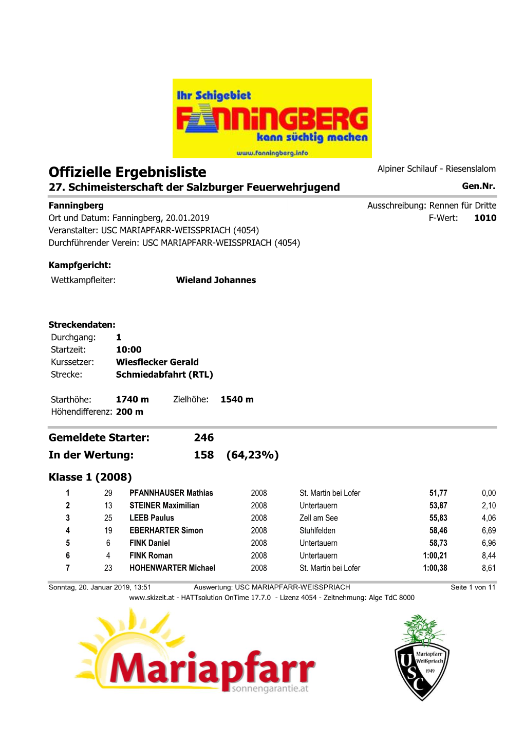 Offizielle Ergebnisliste Alpiner Schilauf - Riesenslalom 27