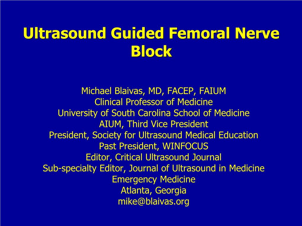 Ultrasound Guided Femoral Nerve Block