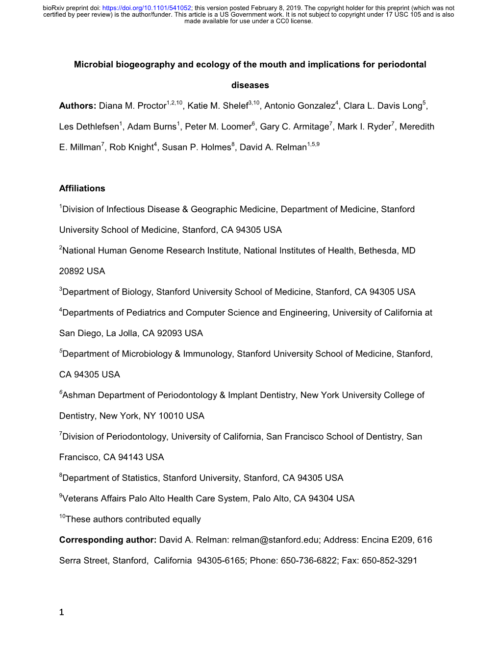 Microbial Biogeography and Ecology of the Mouth and Implications for Periodontal