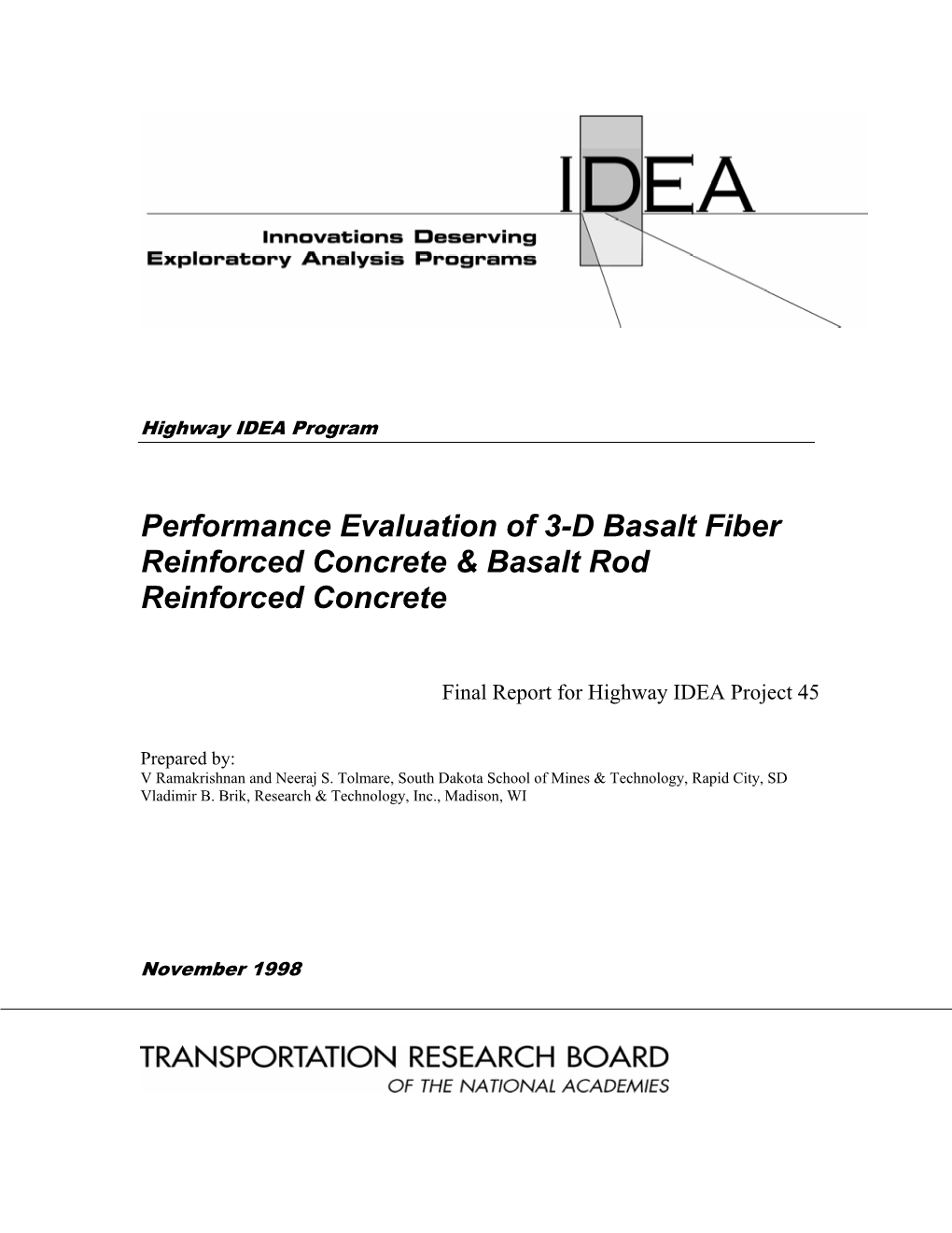 Performance Evaluation of 3-D Basalt Fiber Reinforced Concrete & Basalt