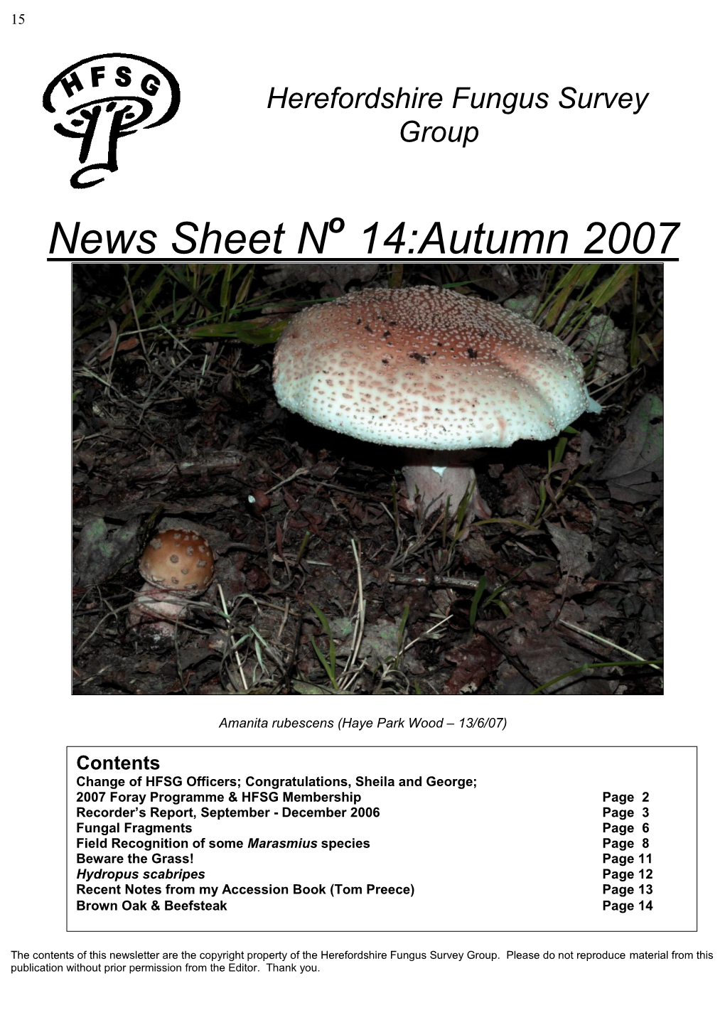 News Sheet N 14:Autumn 2007