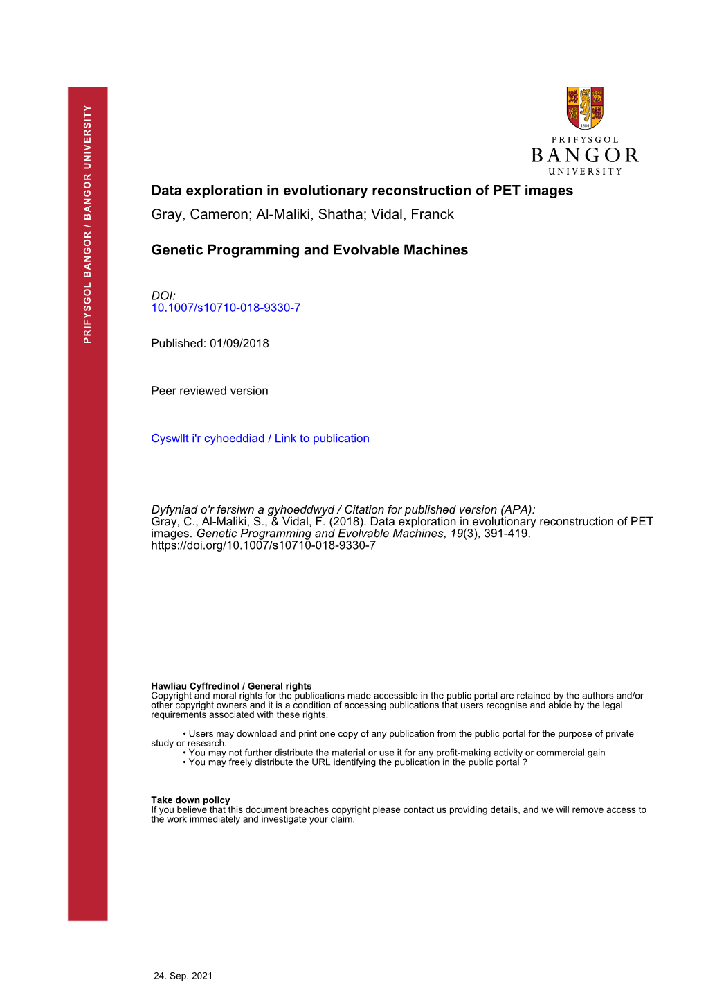 Data Exploration in Evolutionary Reconstruction of PET Images Gray