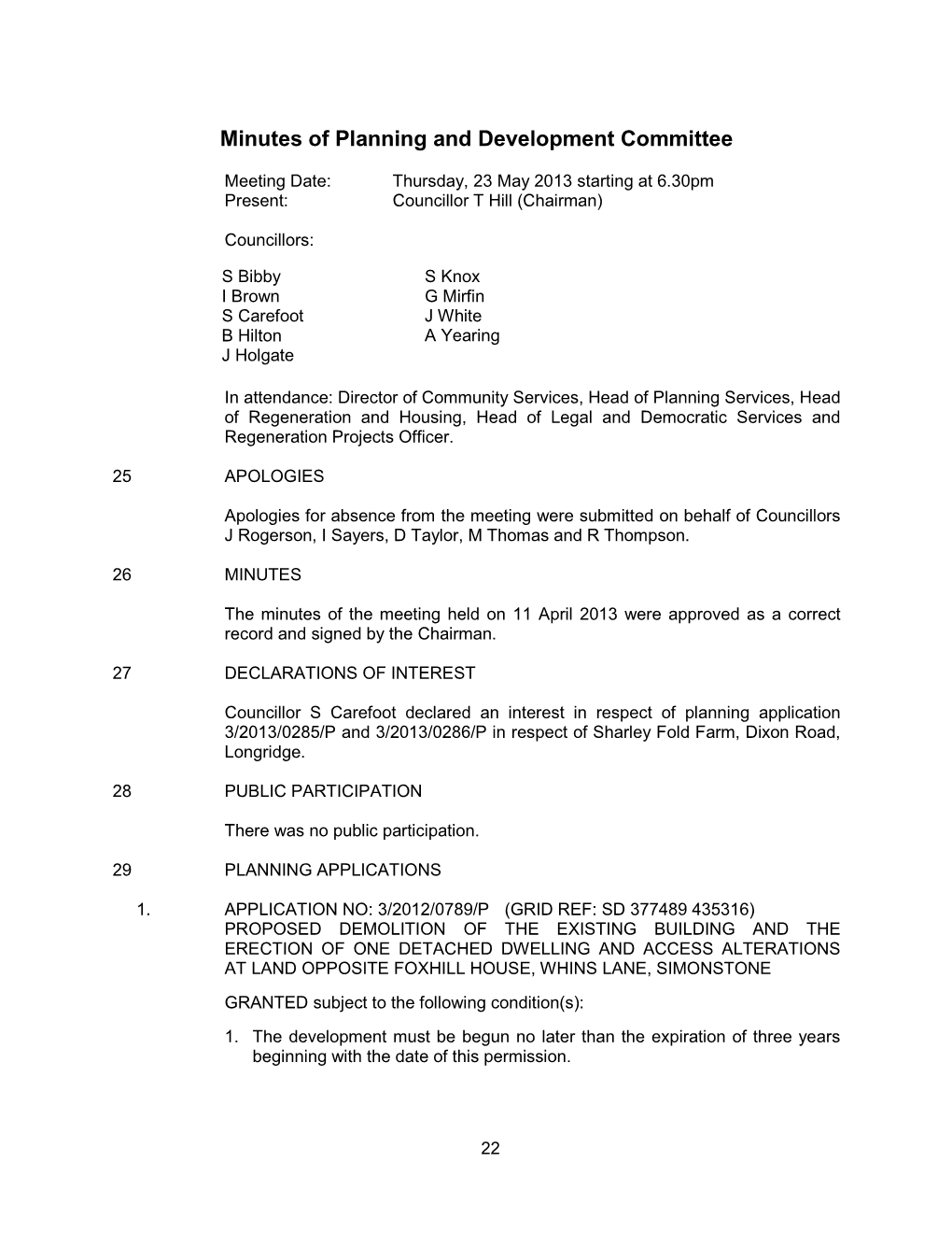 Planning and Development Committee