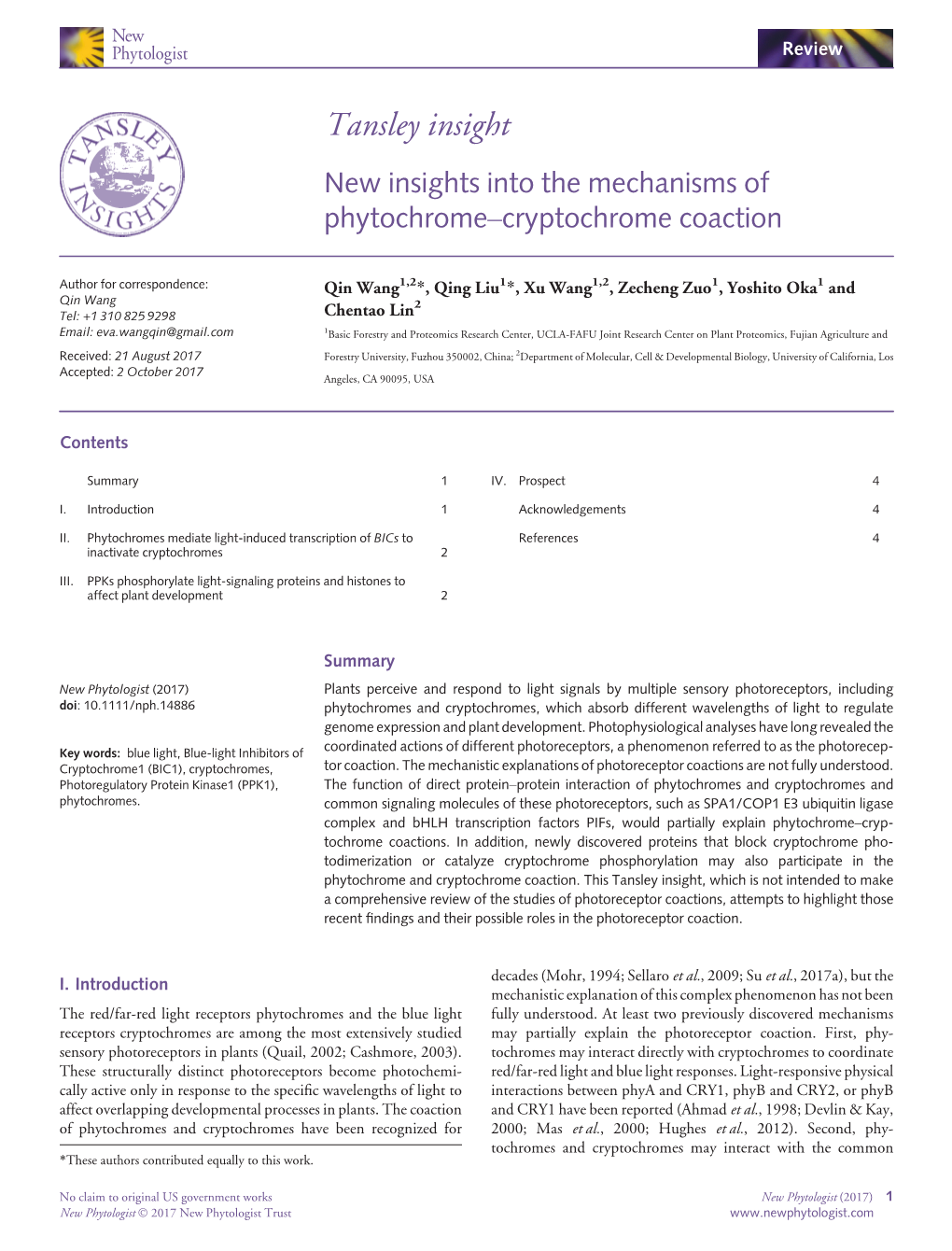 New Insights Into the Mechanisms of Phytochrome–Cryptochrome Coaction