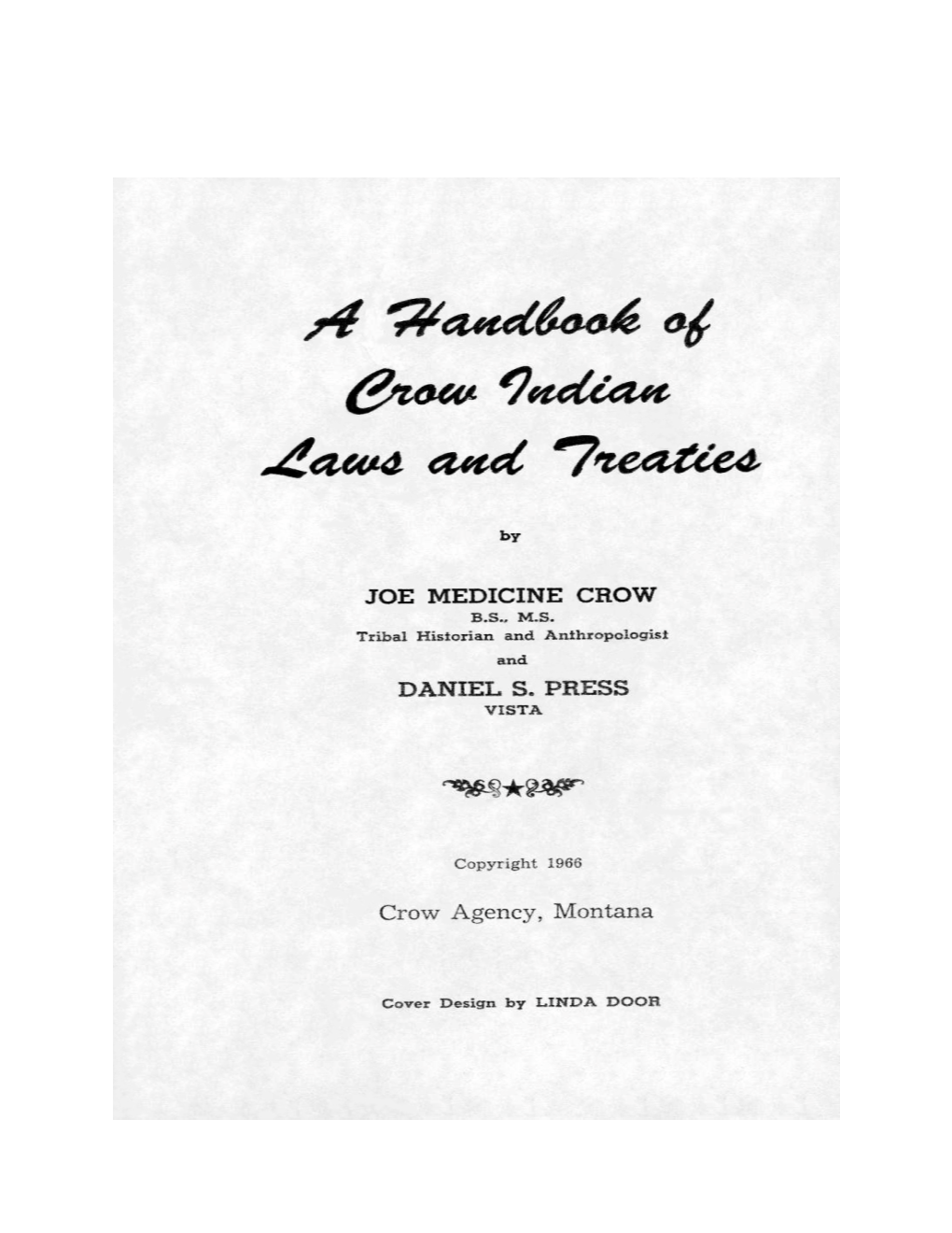 A Handbook of Crow Indian Laws And