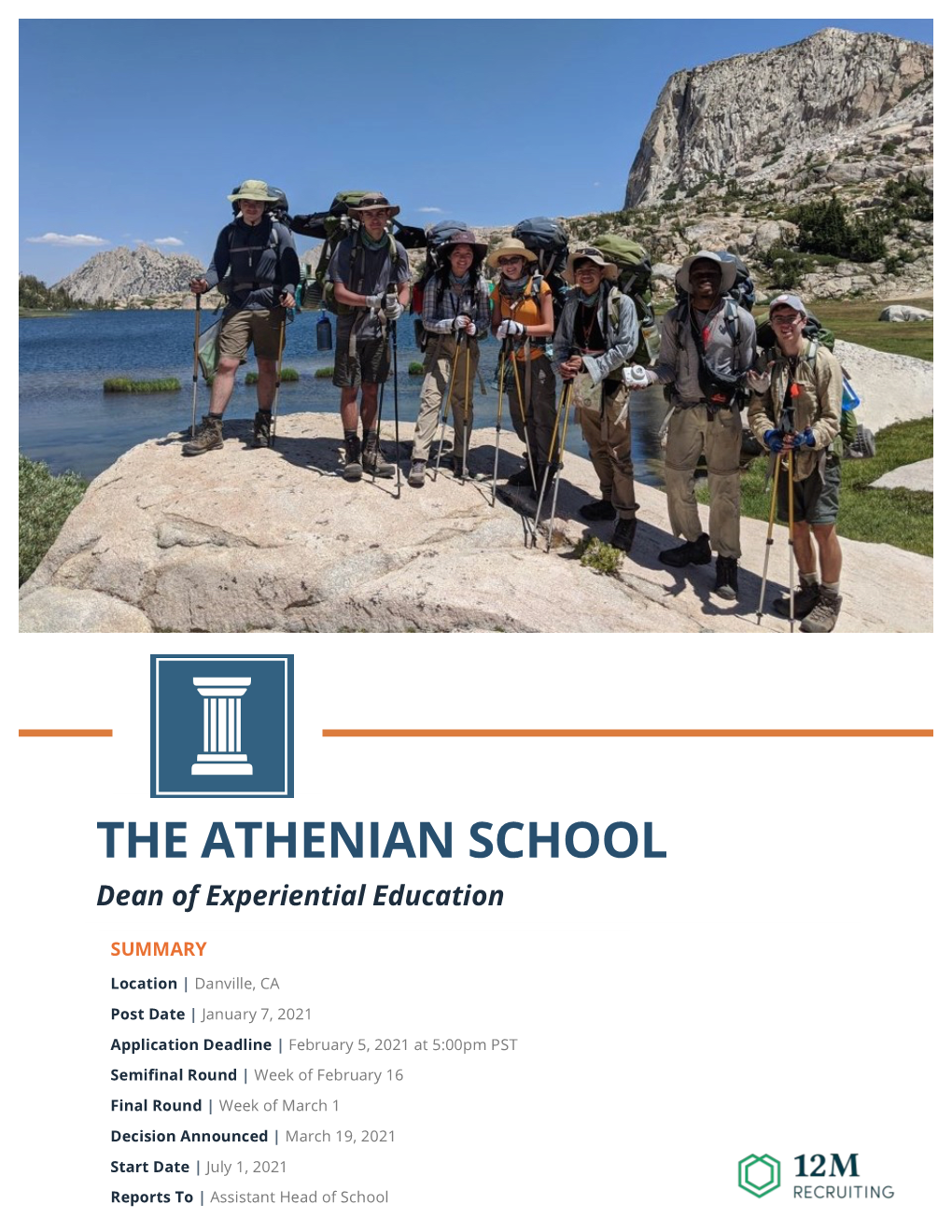 THE ATHENIAN SCHOOL Dean of Experiential Education