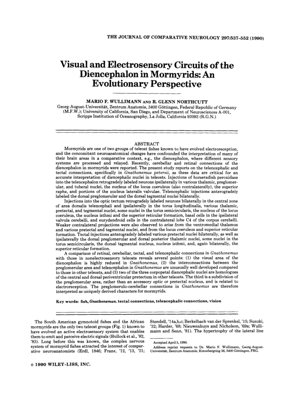 Visual and Electrosensory Circuits of the Diencephalon in Mormyrids: an Evolutionary Perspective