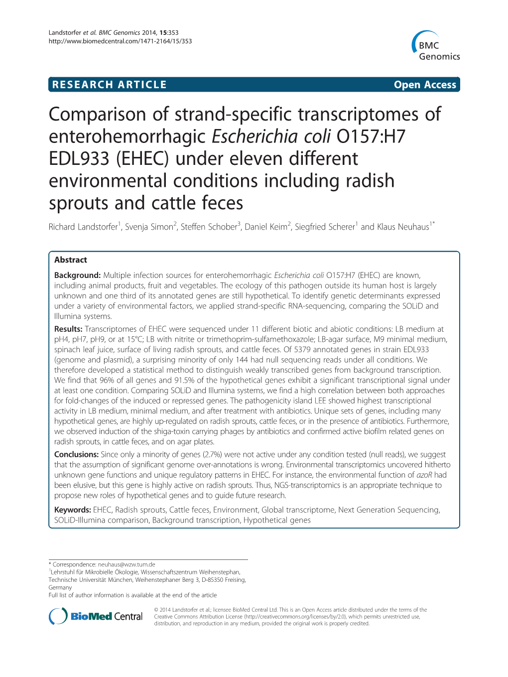 Comparison of Strand-Specific Transcriptomes Of