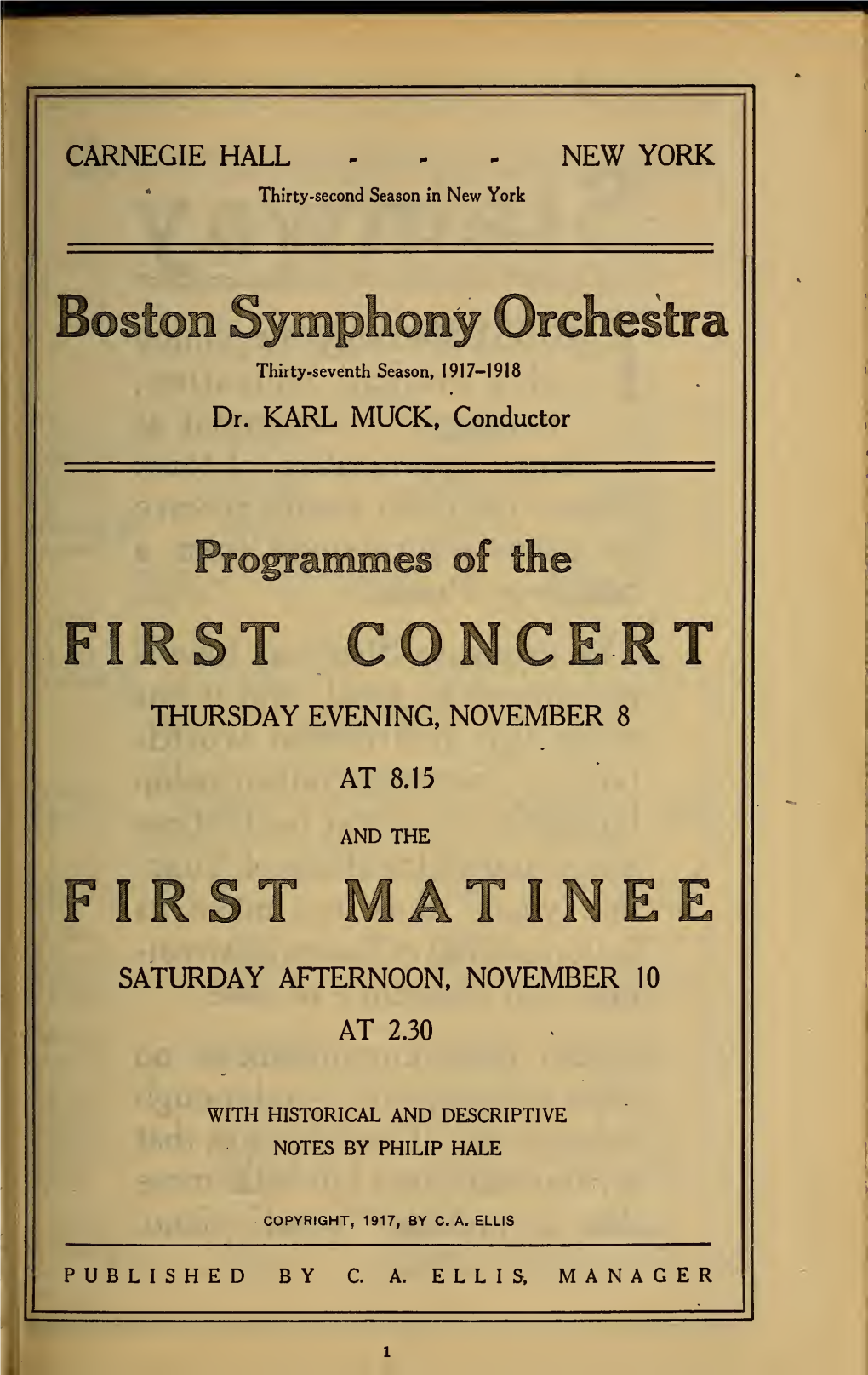 Boston Symphony Orchestra Concert Programs, Season 37,1917-1918, Trip