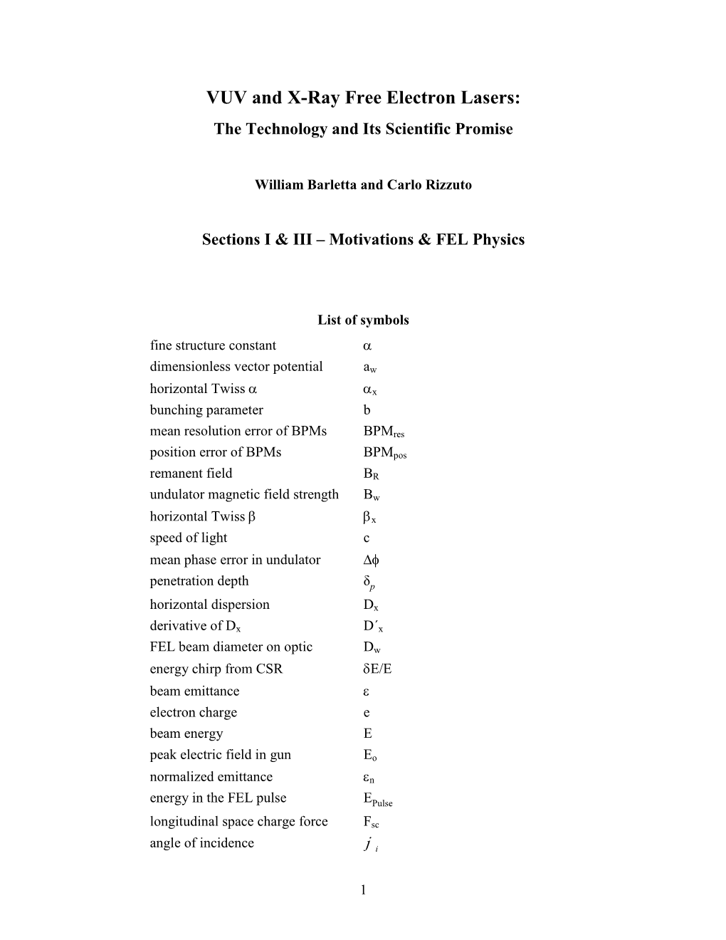 FEL Physics Summary