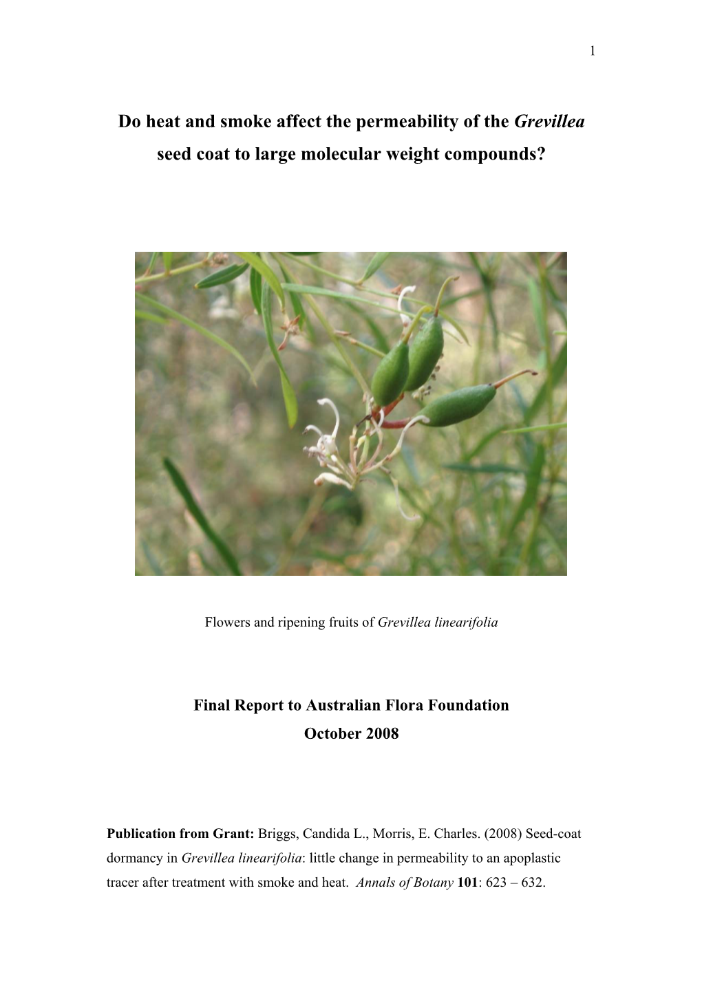 Final Report to Australian Flora Foundation October 2008
