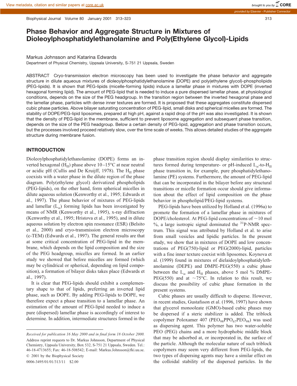 Phase Behavior and Aggregate Structure in Mixtures of Dioleoylphosphatidylethanolamine and Poly(Ethylene Glycol)-Lipids