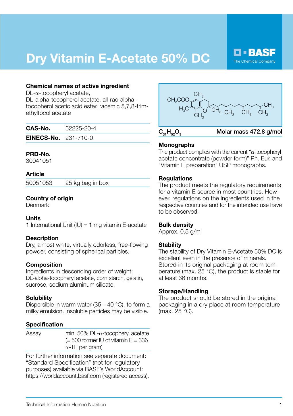 Dry Vitamin E- Acetate 50% DC/GFP