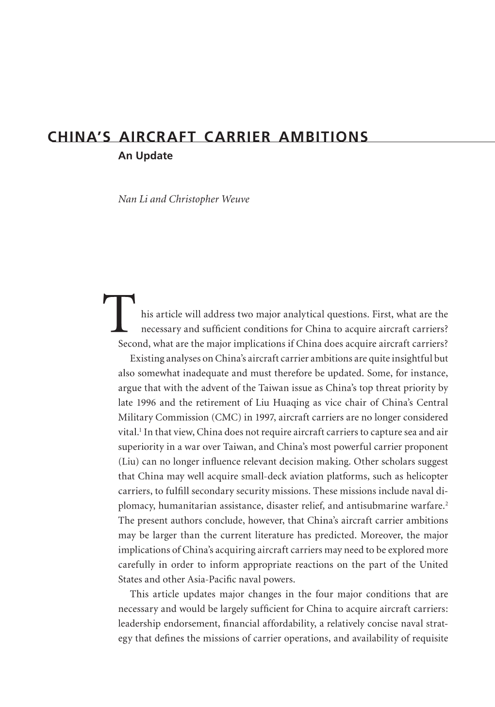 China's Aircraft Carrier Ambitions