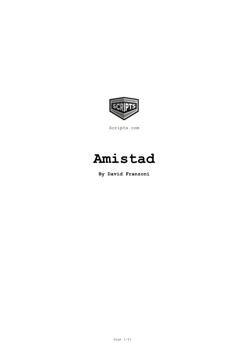 Amistad Movie Script in PDF Format