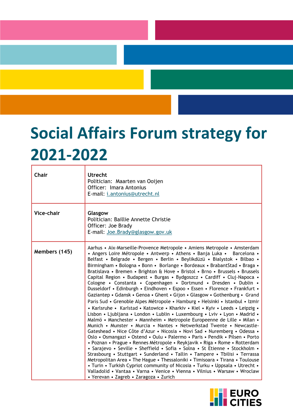 Social Affairs Forum Strategy for 2021-2022