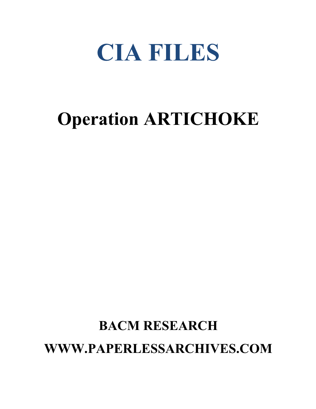 ARTICHOKE CIA Files