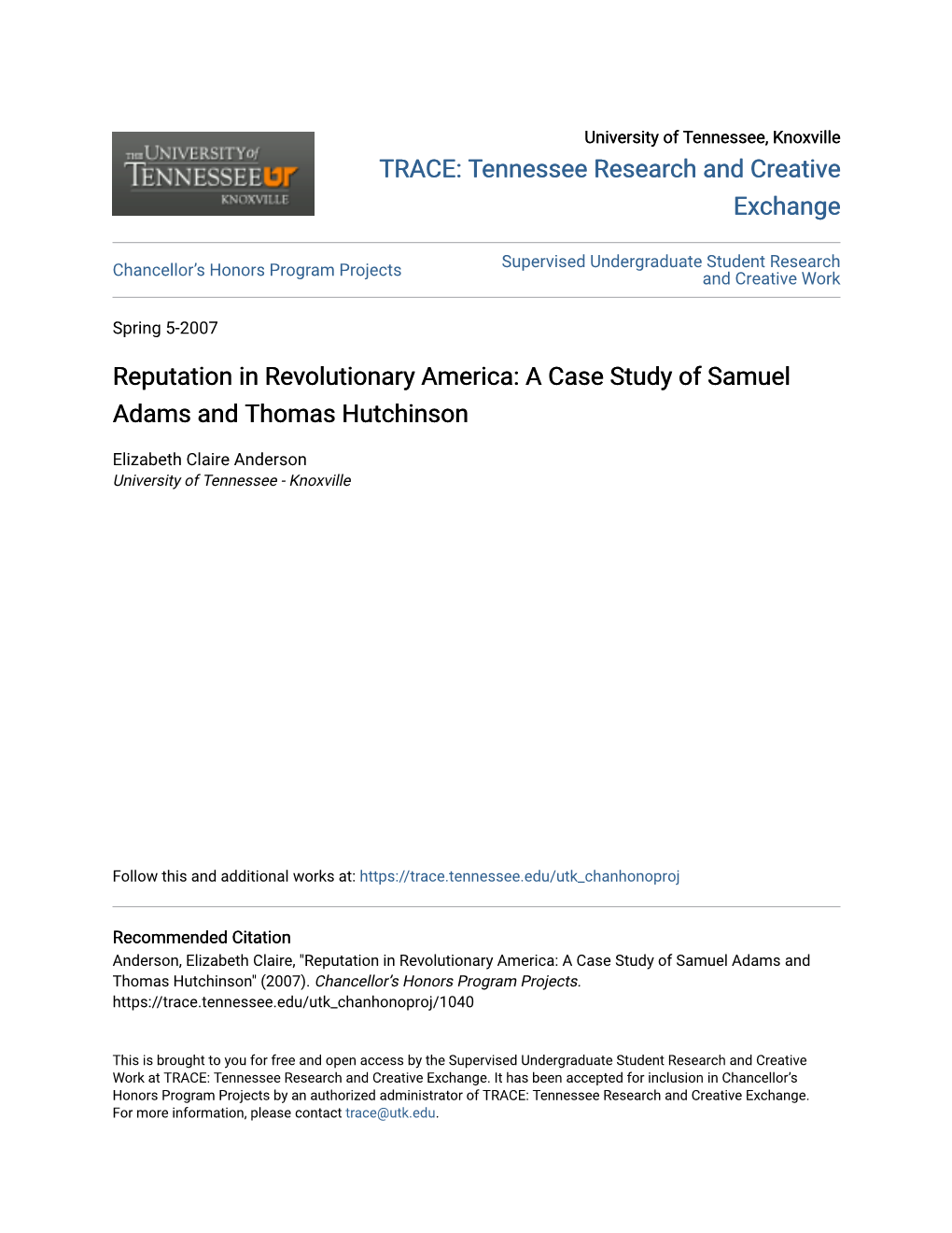 A Case Study of Samuel Adams and Thomas Hutchinson