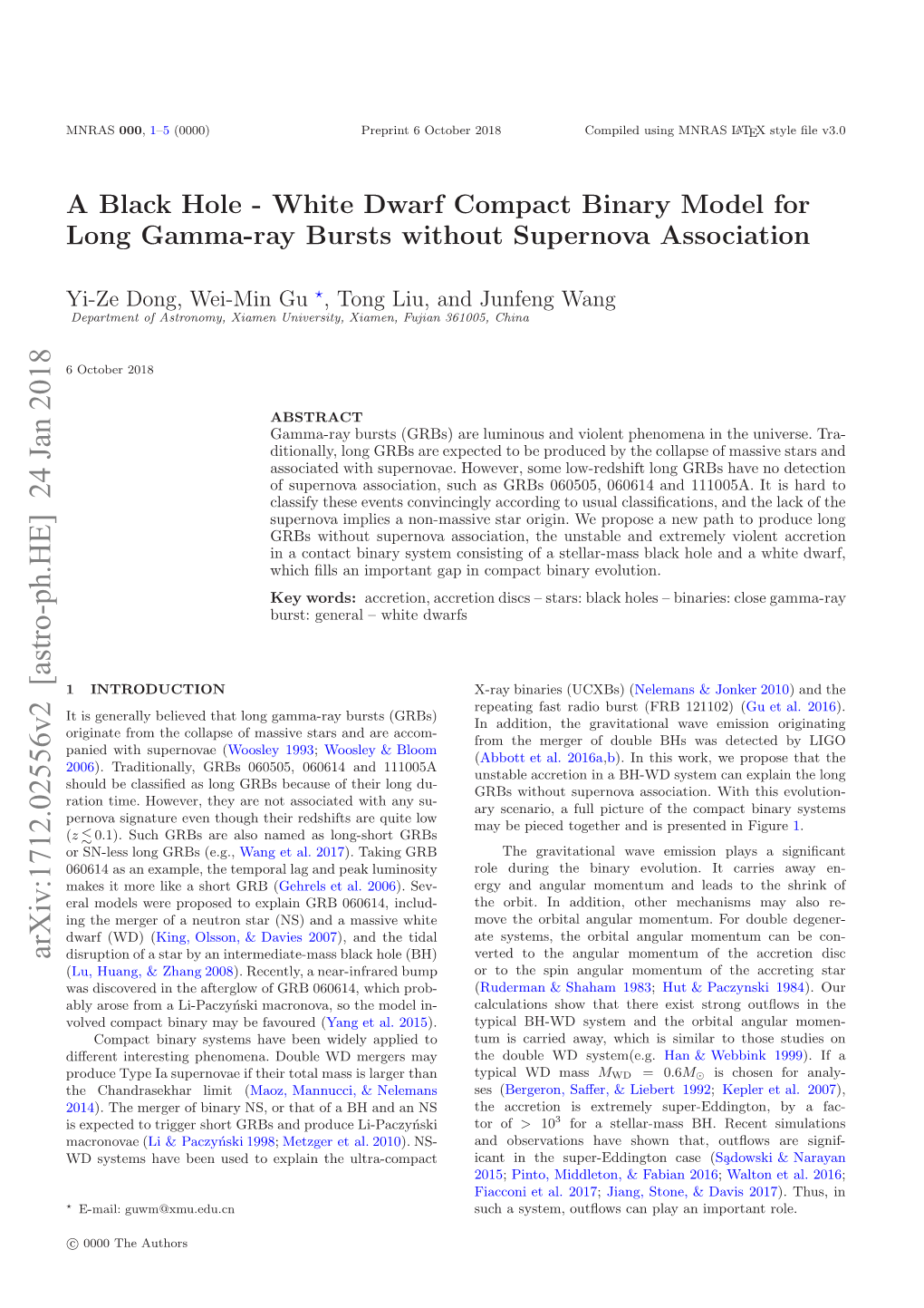 White Dwarf Compact Binary Model for Long Gamma-Ray Bursts