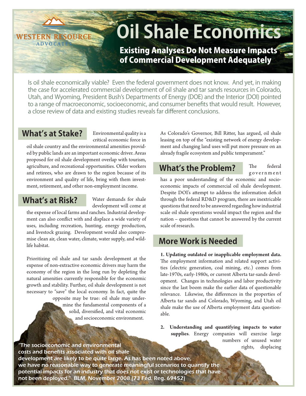 Oil Shale Economics Existing Analyses Do Not Measure Impacts of Commercial Development Adequately