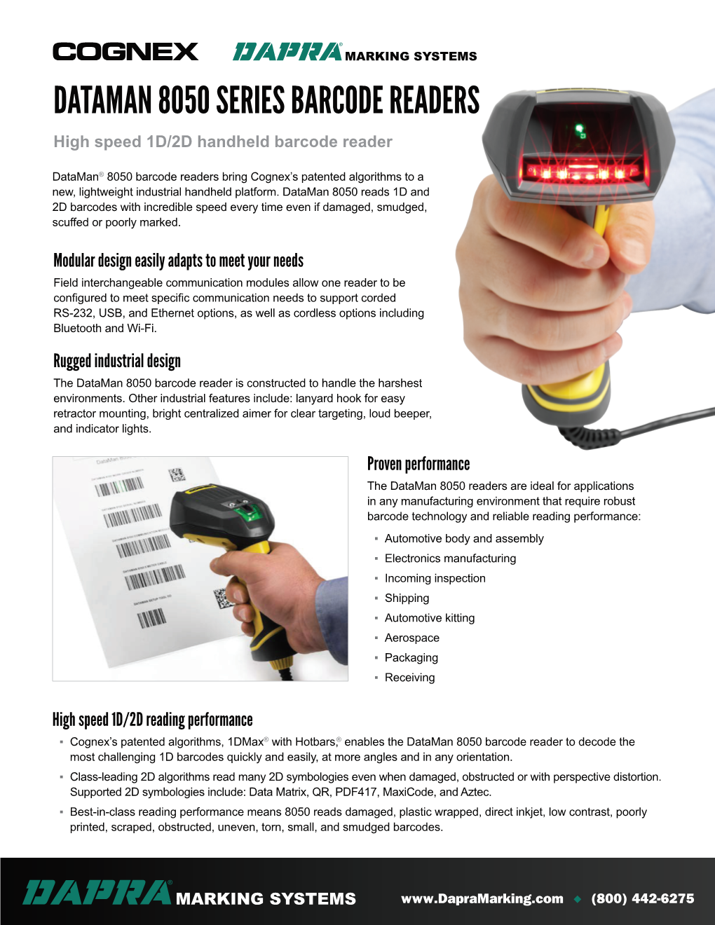 Cognex Dataman 8050 Series Handheld Barcode Readers (PDF)