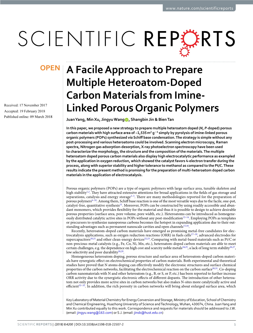 A Facile Approach to Prepare Multiple Heteroatom-Doped Carbon