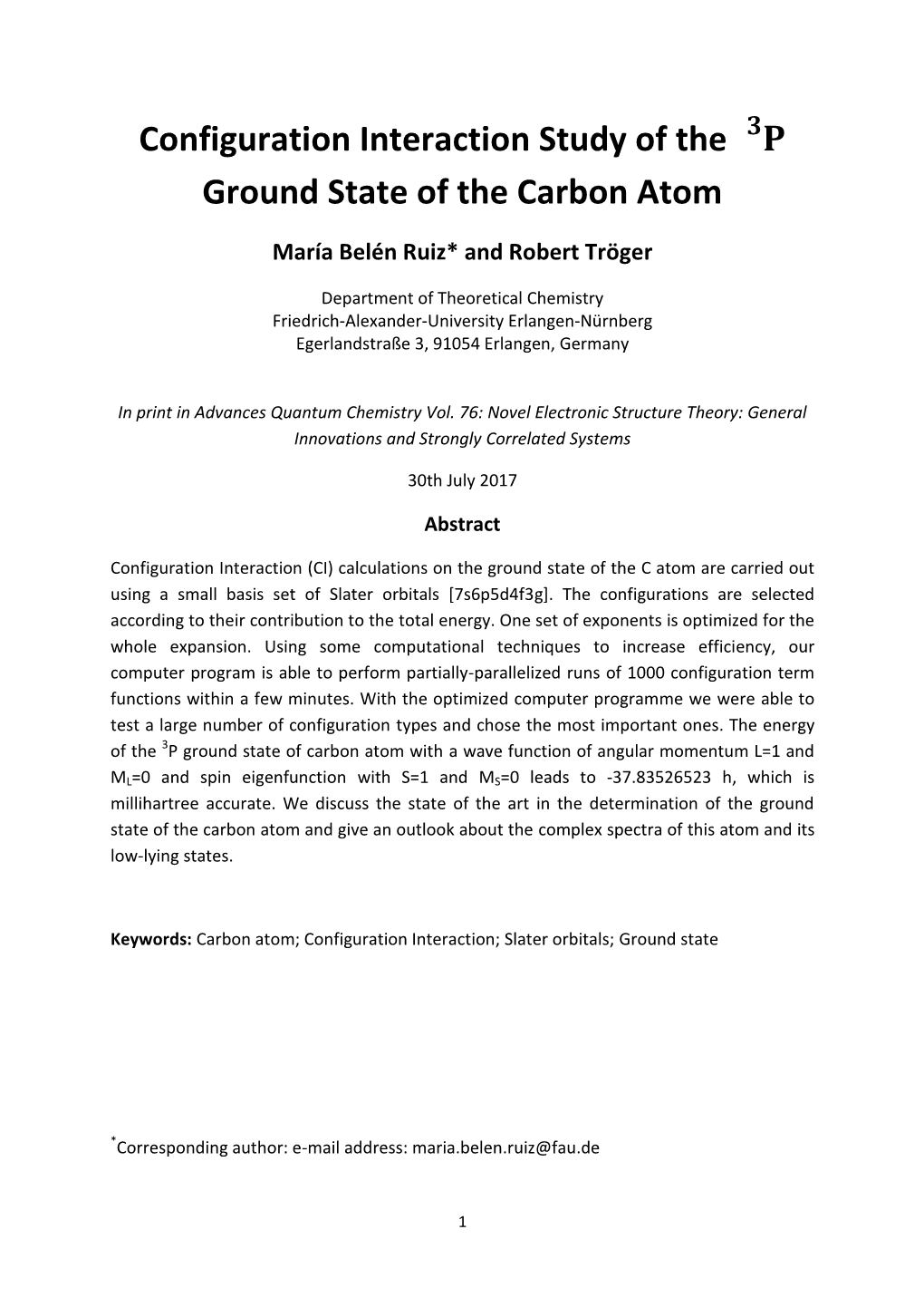 Configuration Interaction Study of the Ground State of the Carbon Atom