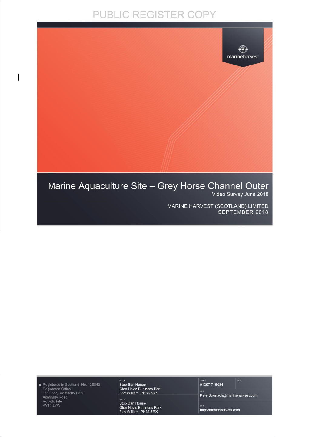 Marine Aquaculture Site – Grey Horse Channel Outer Video Survey June 2018