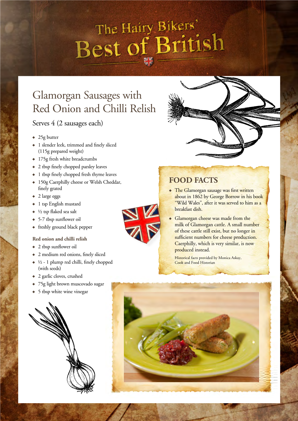 Glamorgan Sausages with Red Onion and Chilli Relish Serves 4 (2 Sausages Each)