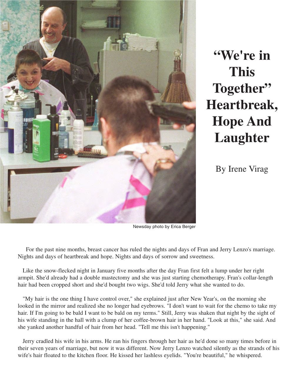 “We're in This Together” Heartbreak, Hope and Laughter
