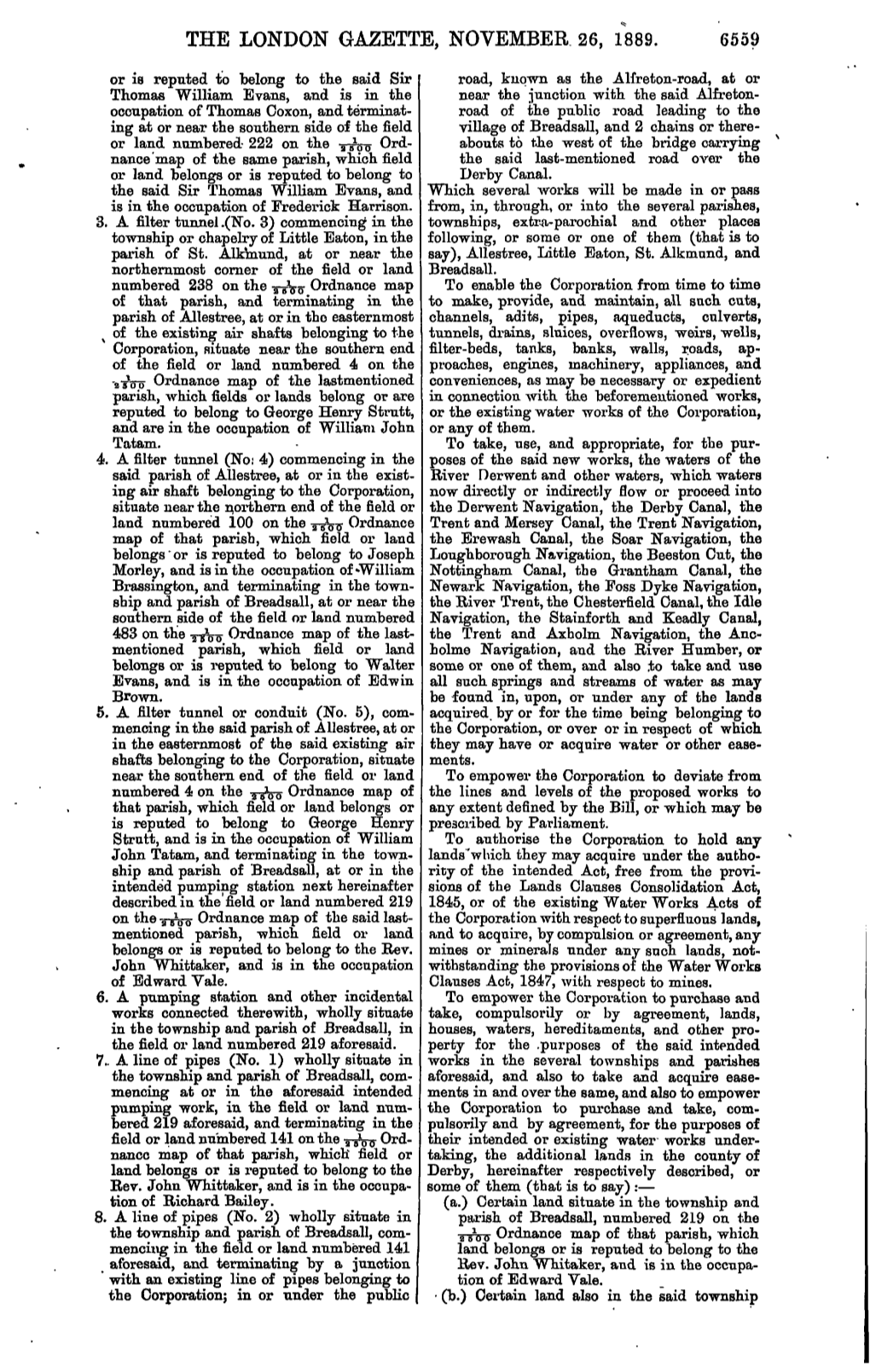 The London Gazette, November 26, 1889. 6559