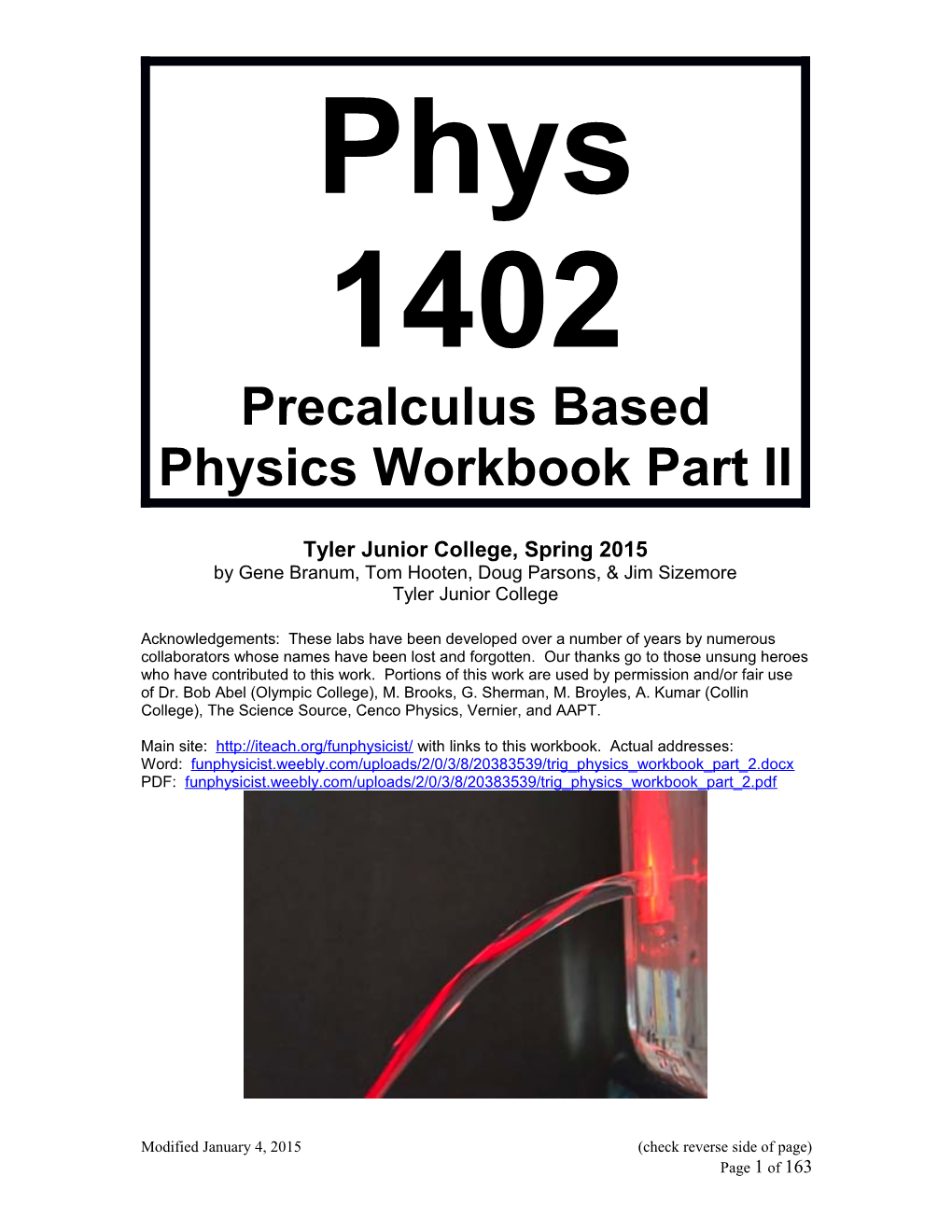 Precalculus Based Physics Workbook Part II