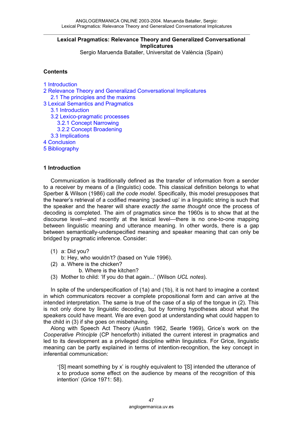 AG2003-04 Maruenda Lexical Pragmatics: Relevance Theory