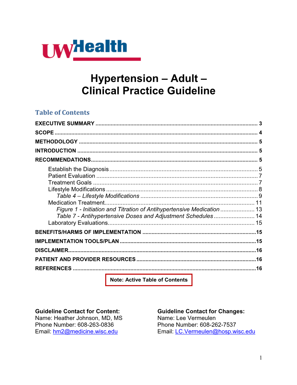 Hypertension – Adult – Clinical Practice Guideline