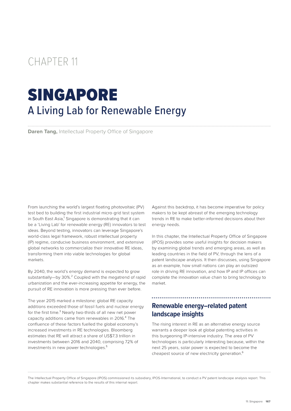 SINGAPORE a Living Lab for Renewable Energy