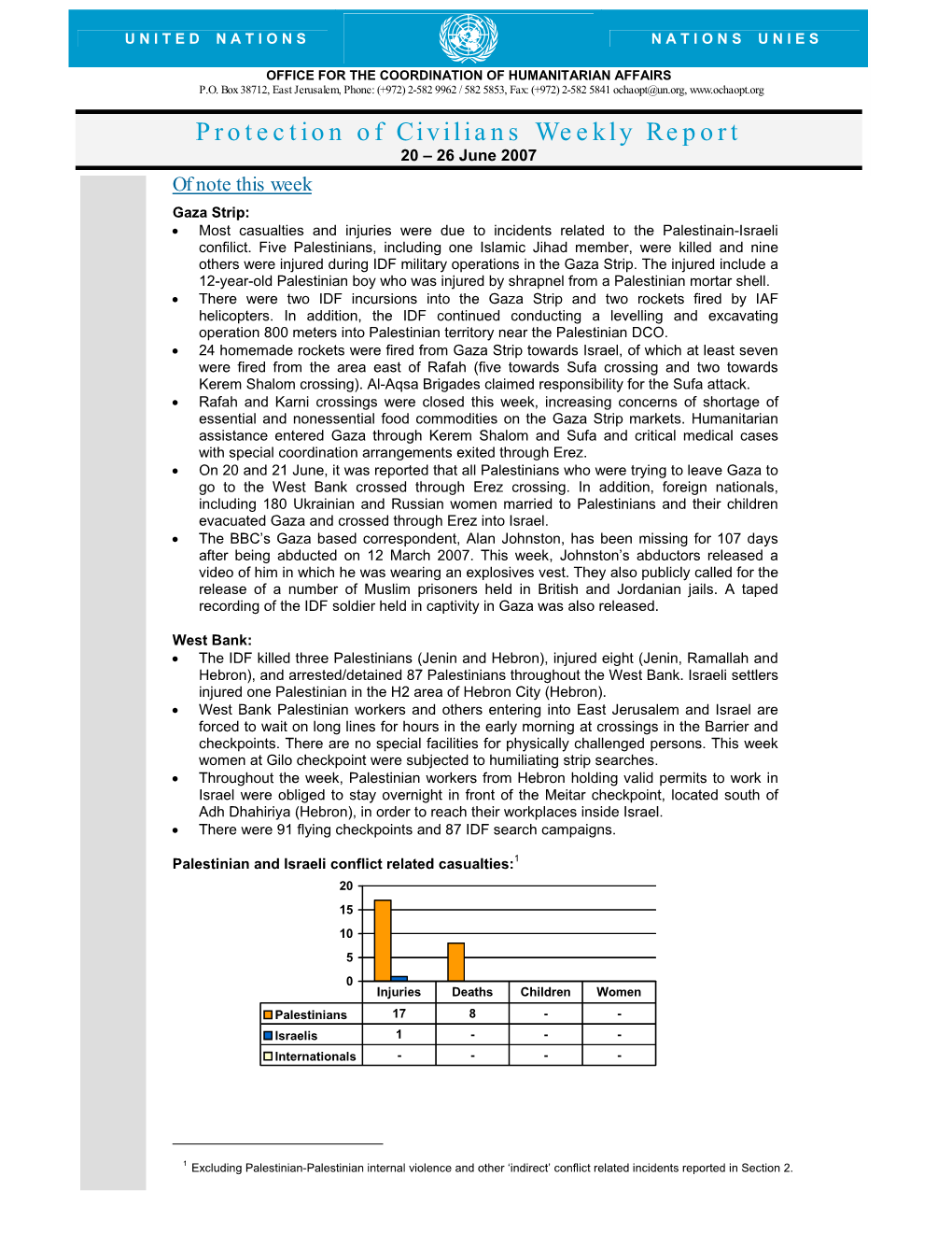 Protection of Civilians Weekly Report