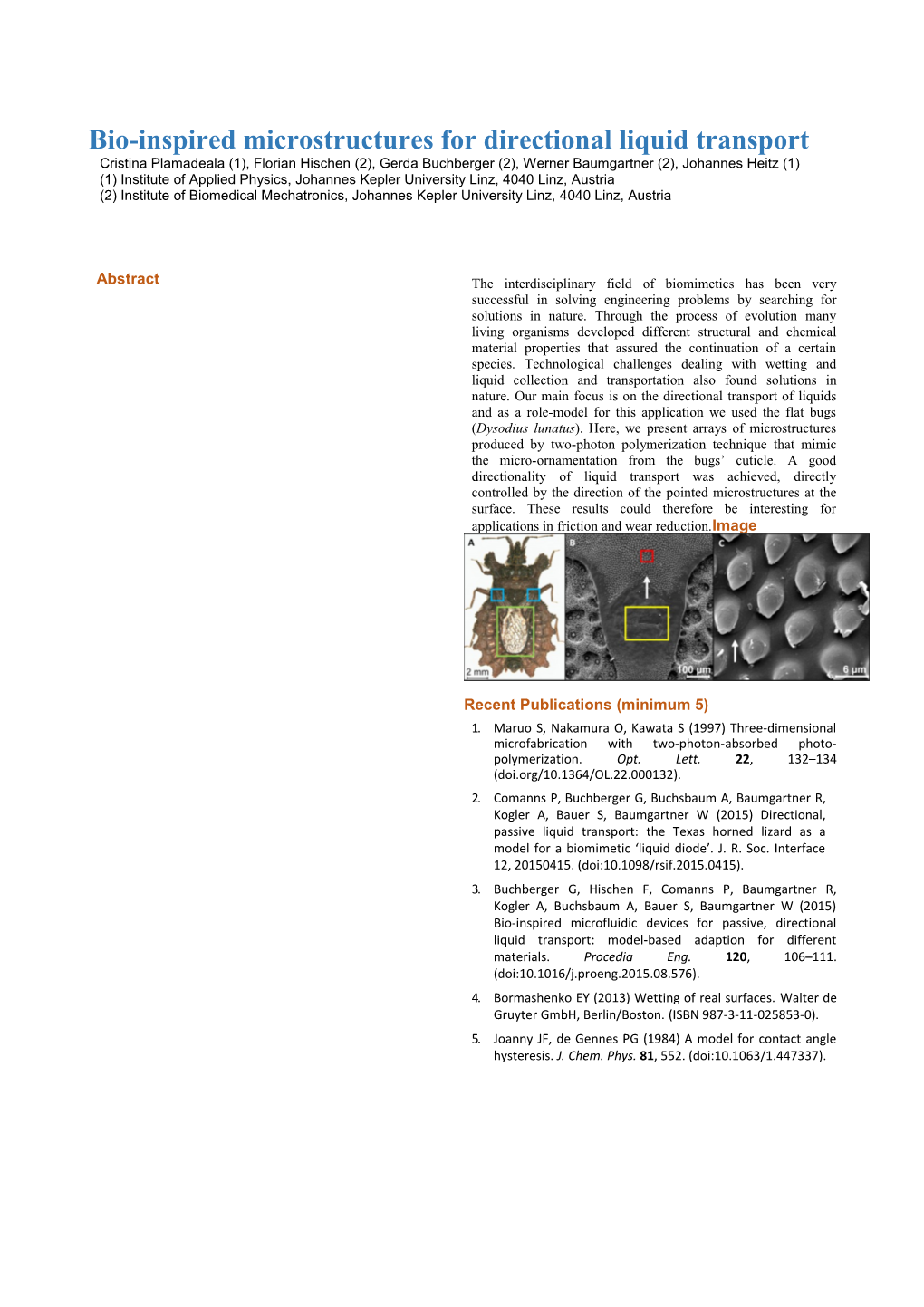 Bio-Inspired Microstructures for Directional Liquid Transport