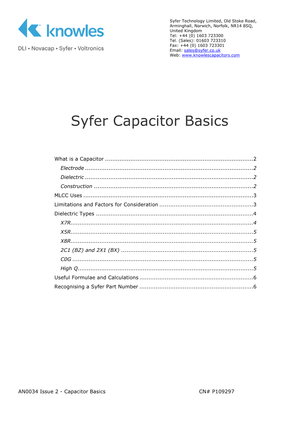 Syfer Capacitor Basics